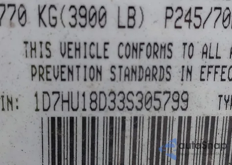 2003 Dodge Ram 1500 Slt/Laramie/St from USA, damaged, VIN 1D7HU18D33S305799